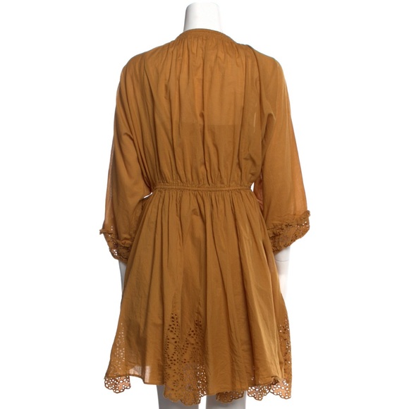 Apiece Apart Vereda Eyelet Mini Dress in Ochre, Size 6 - Picture 4 of 5